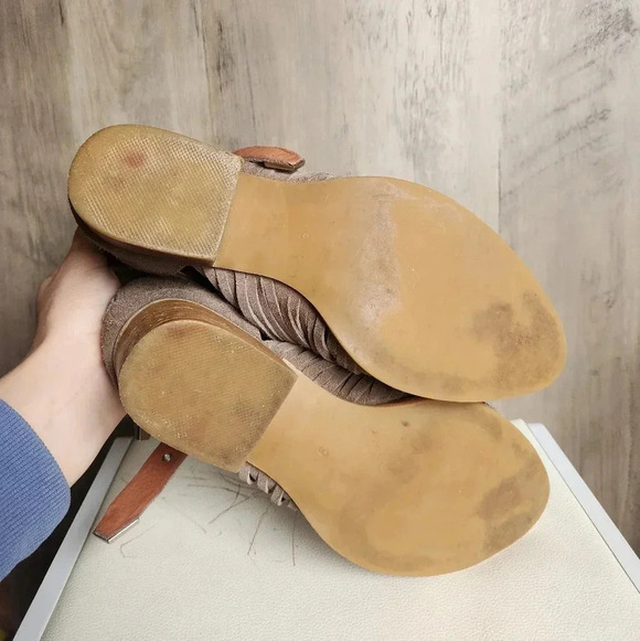 Jeffrey Campbell Nuestra Suede Cut-Out Buckle Booties Size 9 - Picture 11 of 11